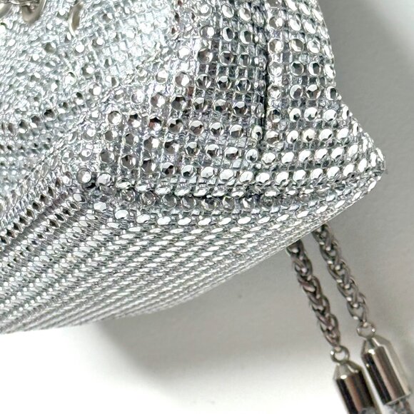 Dazzling Evening Party Cocktail Rhinestones Crystals Top Handle Bucket Bag - Picture 5 of 7